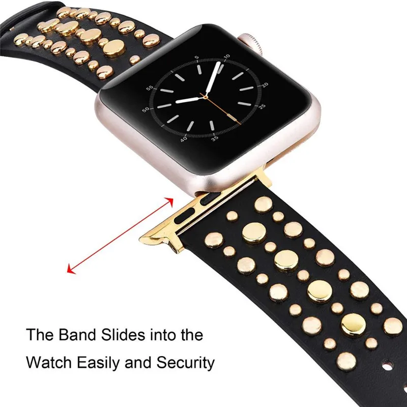 Rivet Leather Band for Apple Watch Strap 7 6 SE 5 4 41mm 45mm 44mm 40mm Loop Bracelet for iWatch Bands 3 38/42mm Belt Watchbands