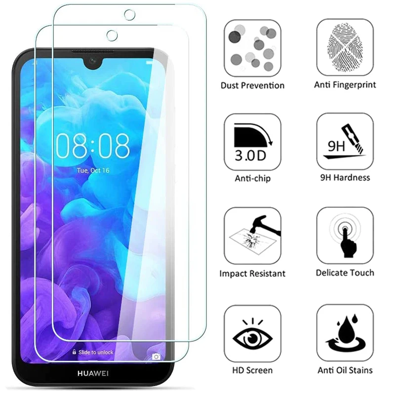 2Pcs/Lot Protective Glass For Huawei Y5 Y6 Y7 Y9 2019 Tempered Glass Screen Protector For Huawei Y6 Y7 Pro Y7 Y9 Prime Y6s 2019