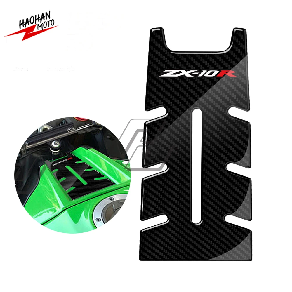 For Kawasaki ZX-10R ZX10R ZX 10R 2011-2017 3D Carbon-look Front Gas Fuel Tank Cover Protector Tank Pad