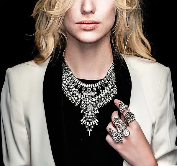 New Antique Crystal Gem Choker Luxury Bridal Rhinestone Vintage Maxi Statement Necklace Collar Women Bijoux Accessory