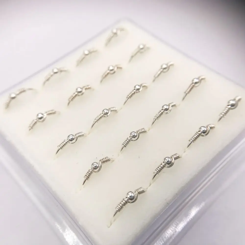 20Pcs/Box New Striking Sterling Silver Coil&Ball Hoop Nose Ring Body Piercing Jewelry Pircing Nariz Aro Nariz Piercing Nez