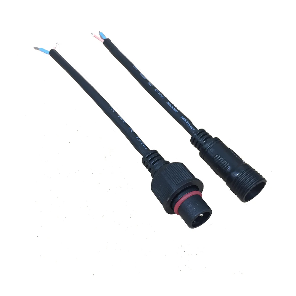 Waterproof Electrical Coupler H05RN-F 2Pin 105℃ Male Female Plug LED Connector 2X0.5 SQMM Red/Blue Wire Coupled 30cm