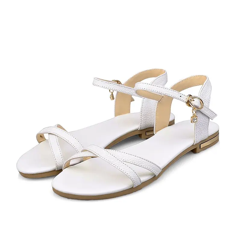 Smirnova Plus size 34-46 Hot 2023 New fashion genuine leather sandals women summer ladies casual flat sandals female shoes