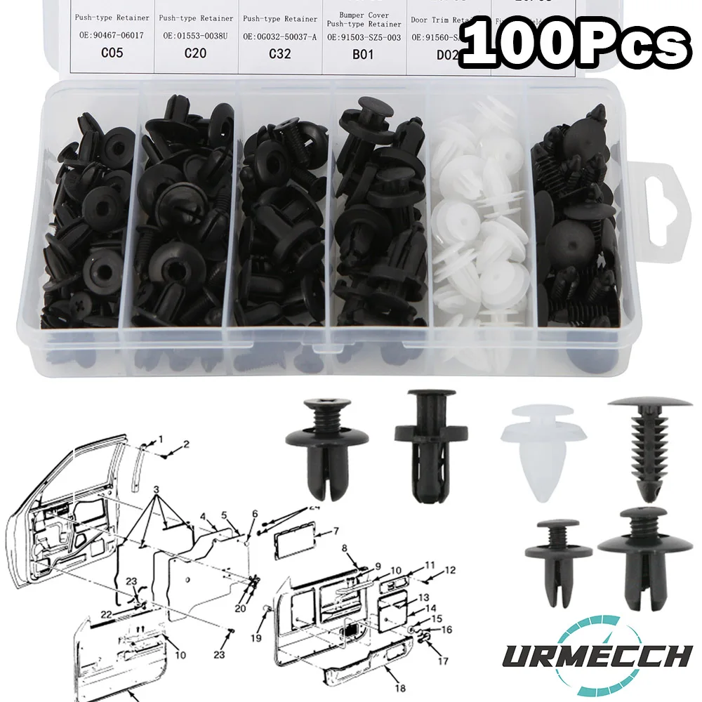 100pcs Car Bumper Push Fasteners Rivet Clips for BMW 1 2 3 4 5 6 7 8 series E39 E60 E90 X1 X2 X3 X4 X5 X6 X7 F10 F30 F48 F16 F22