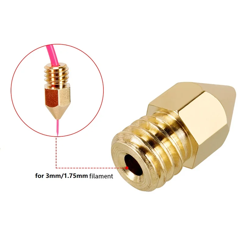 Mega 20 Stks/partij MK7 MK8 Messing Mondstuk 0.2 0.3 0.4 0.5 0.6 0.8 1.0Mm Voor 1.75 3.0Mm Filament 3D Printer Onderdelen M6 Schroefdraad Extruder