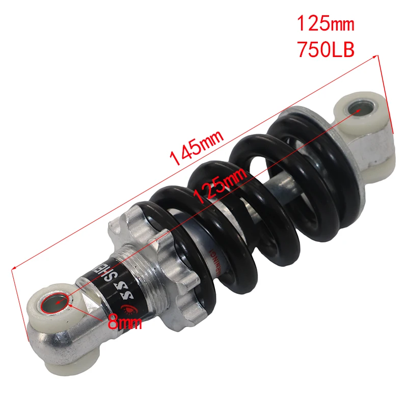 100/125/150/160/170/180/190mm*500/650/750/1200/1500lb rear shock for 47cc 49cc super mini dirt bike atv quad mini bike pocket