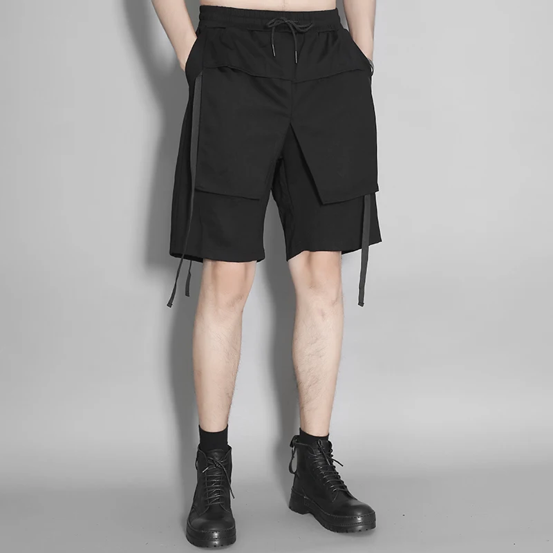 Summer Wear Dark British personality three-dimensional cut ribbon patchwork casual pants shorts men trend