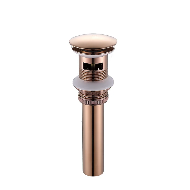 Brass Bathroom Basin Pop Up Drain With Overflow Design Black/Chrome Plated/Zirconium gold/rose gold/Brushed Gold 5colors