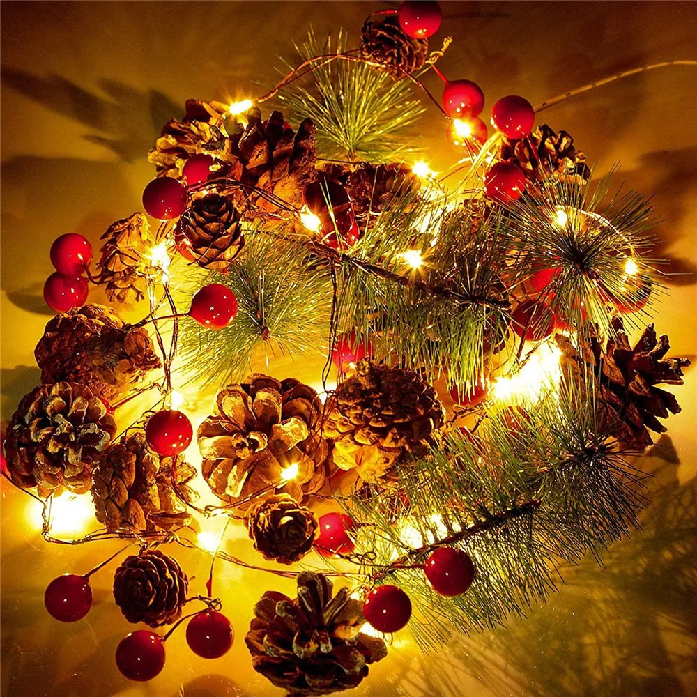 

20/30 LED Christmas Pinecone String Lights Battery operated Pinecone Bell Xmas Garland for Home New Year Christmas Tree Decor