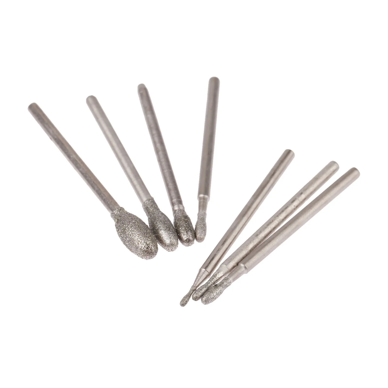 14Pcs 2.35mm Shank Oval Diamond Grinding Head Burrs Bits Jade Stone Carving Polishing Engraving Tool Dremel Accesories