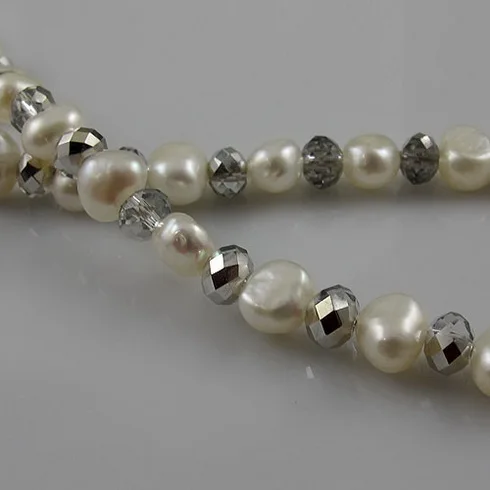 Unique Pearls jewellery Store Long Pearl Necklace White Baroque Freshwater Pearl Crystal Necklace More Color For Choose