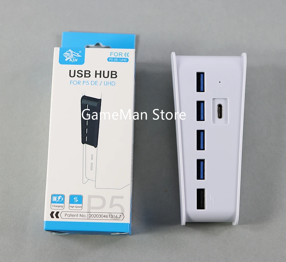 1 PC สําหรับ PlayStation 5 พร้อมกล่อง 5 USB A + 1 พอร์ต USB C สําหรับ PS5 USB HUB 6 in 1 USB Splitter Expander HUB ADAPTER