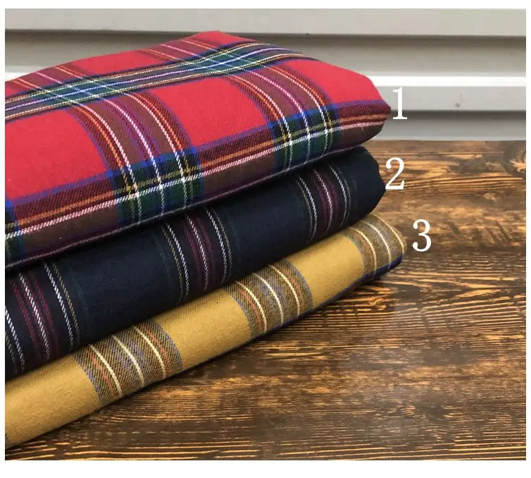 Scotland Plaid Fabric Red, Yellow And Blue Plaid Peach Cotton Fabric Shirt Skirt Handmade DIY Fabric/1M