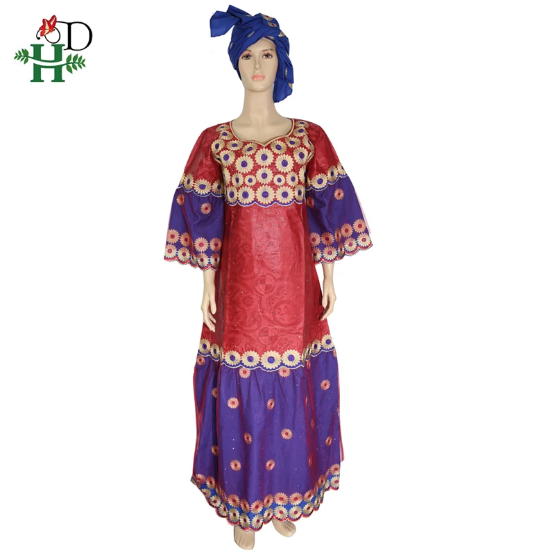 

H&D African Dresses Women Clothing Embroidery Bazin Riche Dashiki Dress Lace Long Dresses 2022 South Africa Lady Clothes