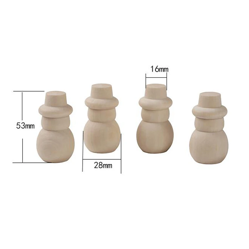 10Pcs/Set Unfinished DIY Wooden Snowman Peg Doll Toys Children Painting Craft Kid Decoration Home Display