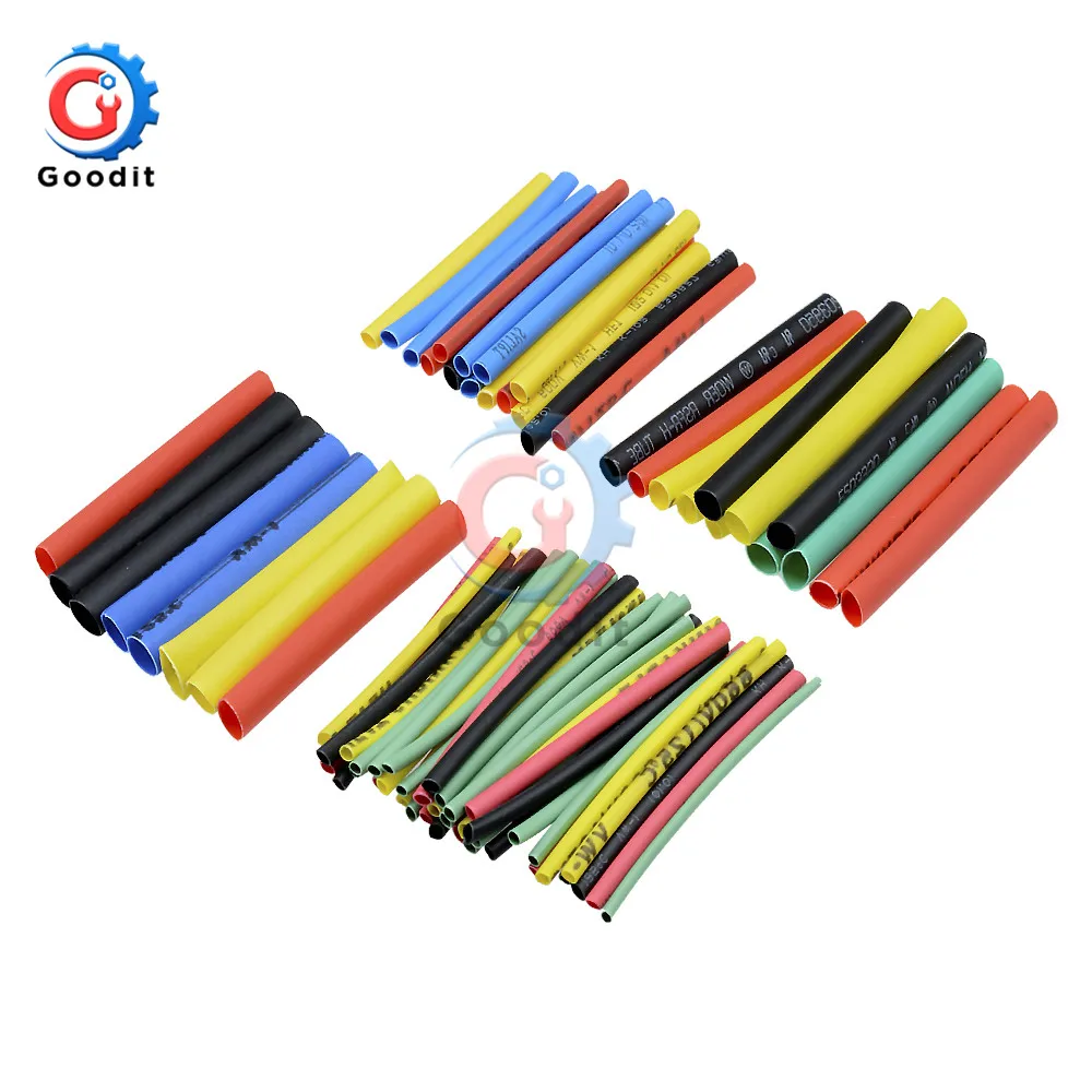 127/530PCS Heat Shrink Tubing Polyolefin Electrical Wrap Wire Cable Sleeves PE Insulation 2:1 Shrinkable Tube Assortment Kit