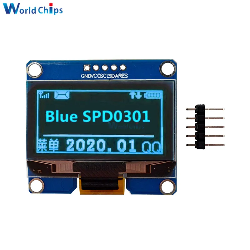 IPS 1.54 inch 5Pin 128x64 OLED Screen Display Module SPI Interface SPD0301 Driver IC Adapter Board White Blue Yellow for arduino