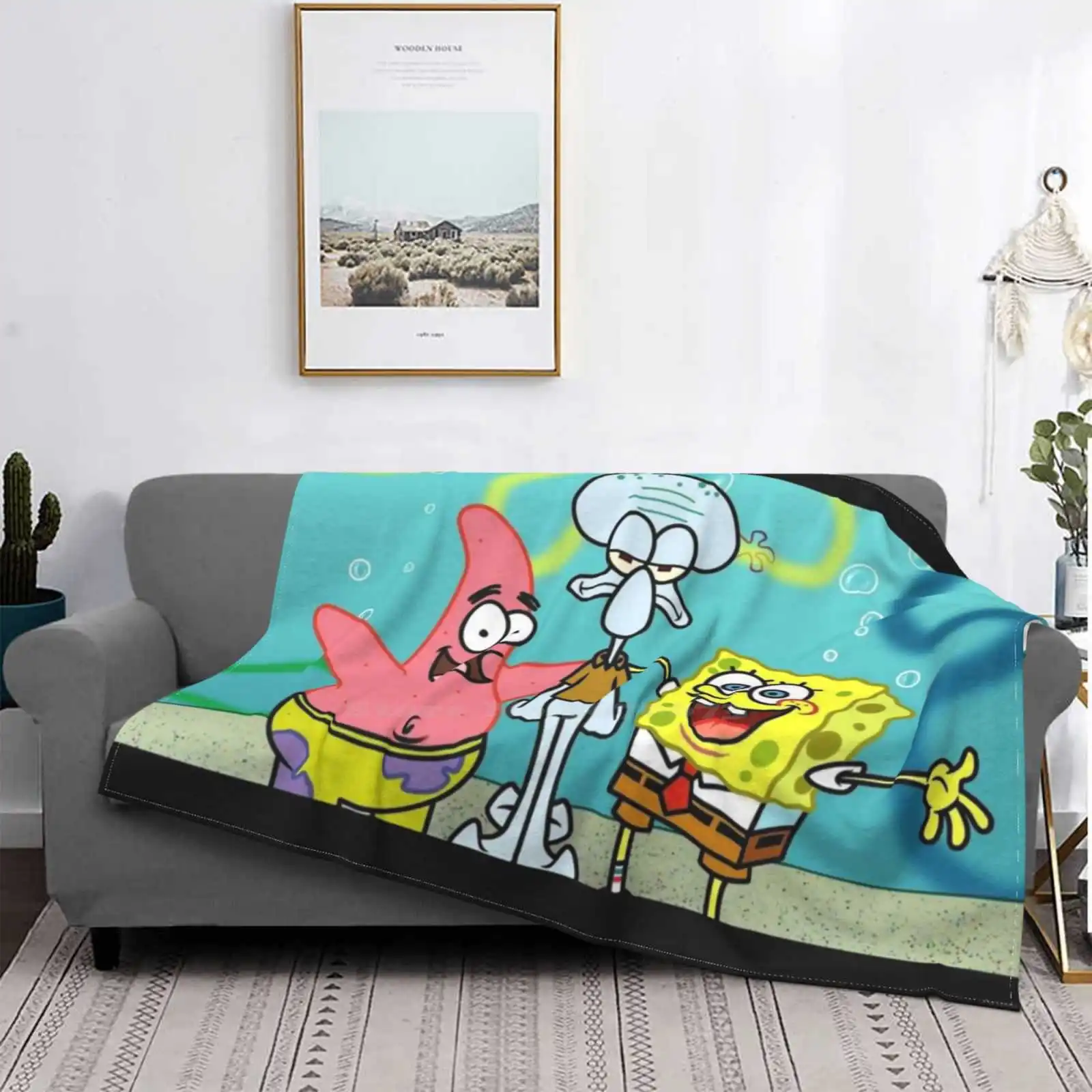 Mask Shaggy Throw Soft Blanket Sofa / Bed / Travel Love Gifts Funny Original Character Cinema Series Dra Animated Bob Sponge