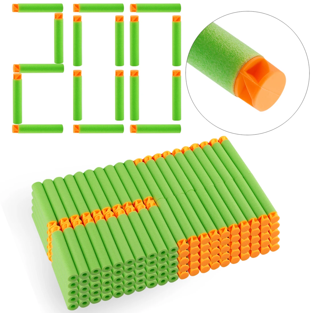 200PCS For Nerf Bullets Soft Flat Head 7.2cm Refill Darts Toy Bullets for Nerf Series Blasters Kid Children Christmas Gifts