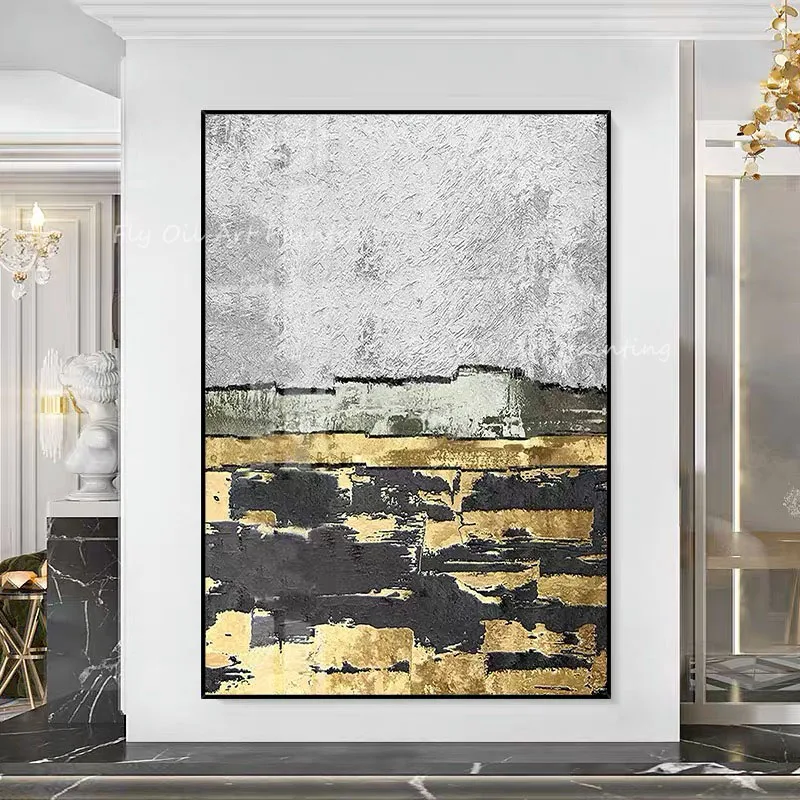 

100% Handmade gold foil landscape Oil Paintings Wall Pictures Art Wall Artwork For Living Room Home Decoration Gift No Frame