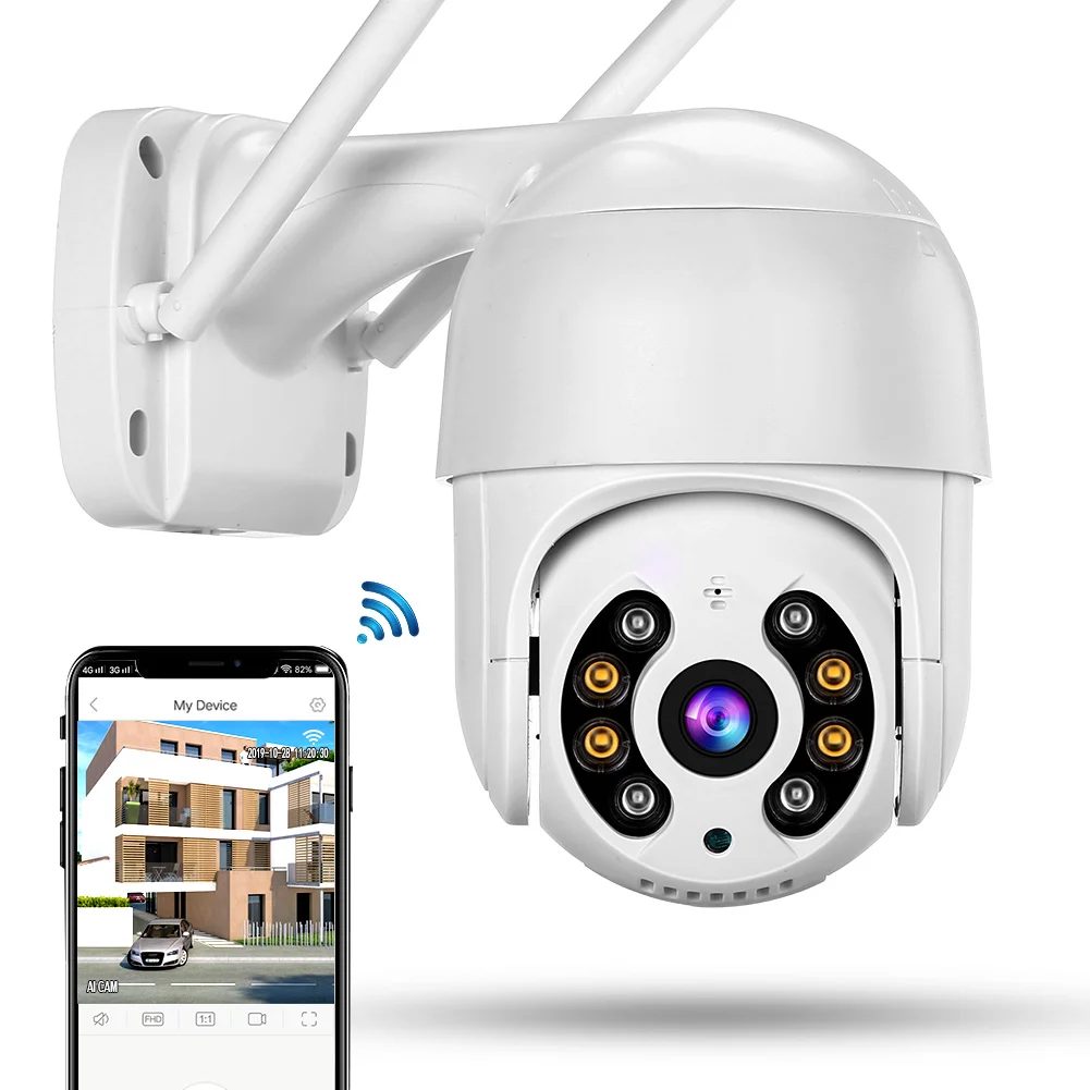 Outdoor Waterproof Wireless 3MP WiFi IP Camera Dome PTZ Digital Zoom IR Camera IR Color Night Home Security CCTV Surveillance