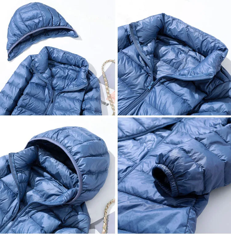 Schinteon M-7XL Women Down Jacket Ultralight White Duck Down Long Coat with Removable Hood Thin Slim Spring Autumn Outwear New