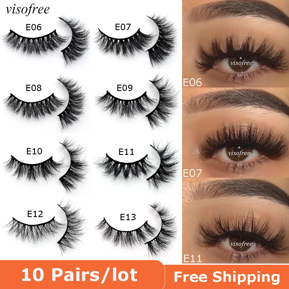 10 pairs/lot visofree 3D mink lashes natural long makeup false eyelashes wholesale cruelty free handmade wimpers eyelashes set