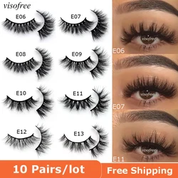 10 pairs/lot visofree 3D mink lashes natural long makeup false eyelashes wholesale cruelty free handmade wimpers eyelashes set