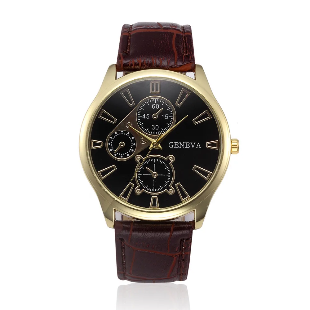 Geneva Men Watches Men Military Sports Watches Leather Band Quartz Watch Man Watch Relogio Masculino reloj hombre heren horloge