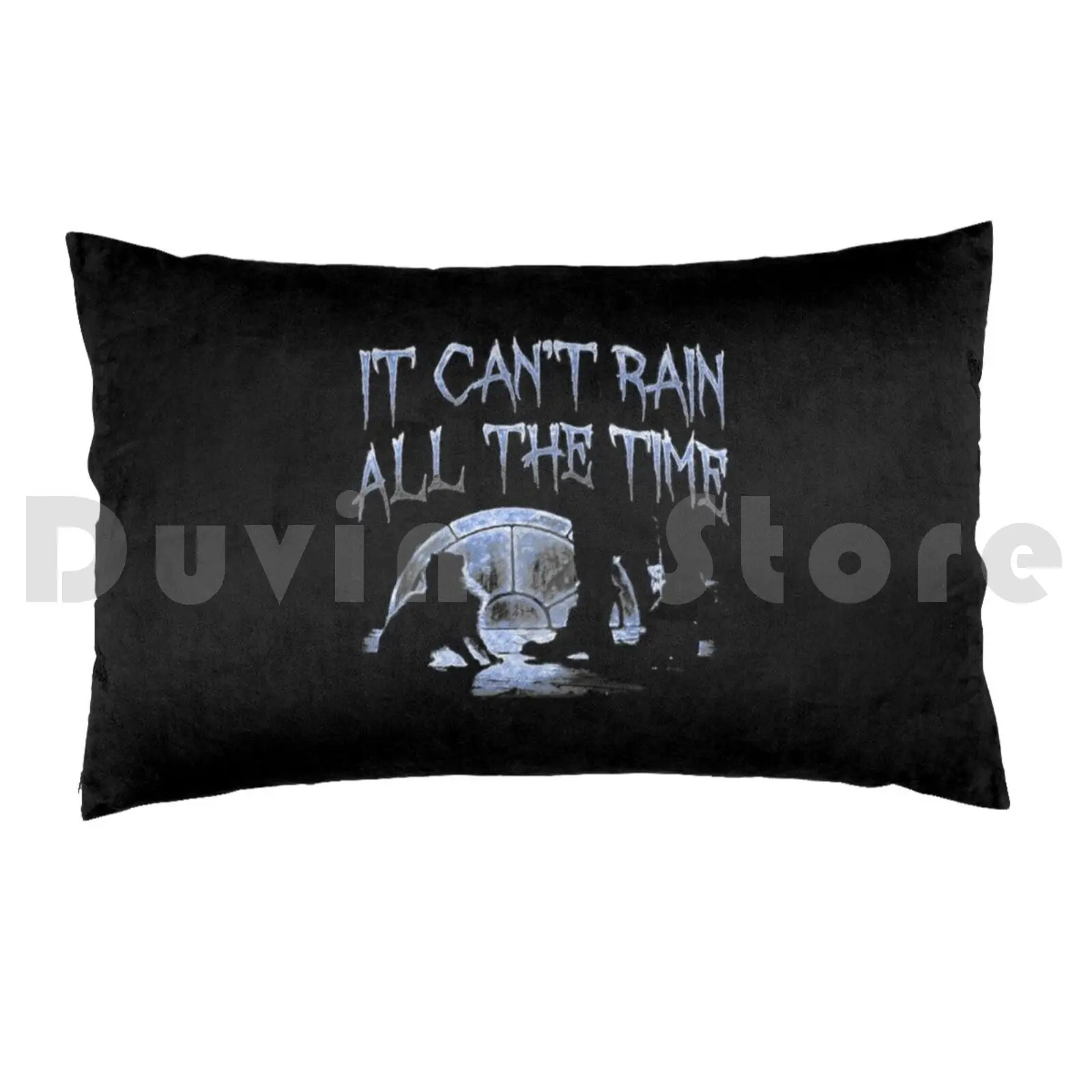 Can't Rain All The Time Deeper Blue Pillow case Pencil Sketch Crosshatch Crow Gabriel Cat Eric