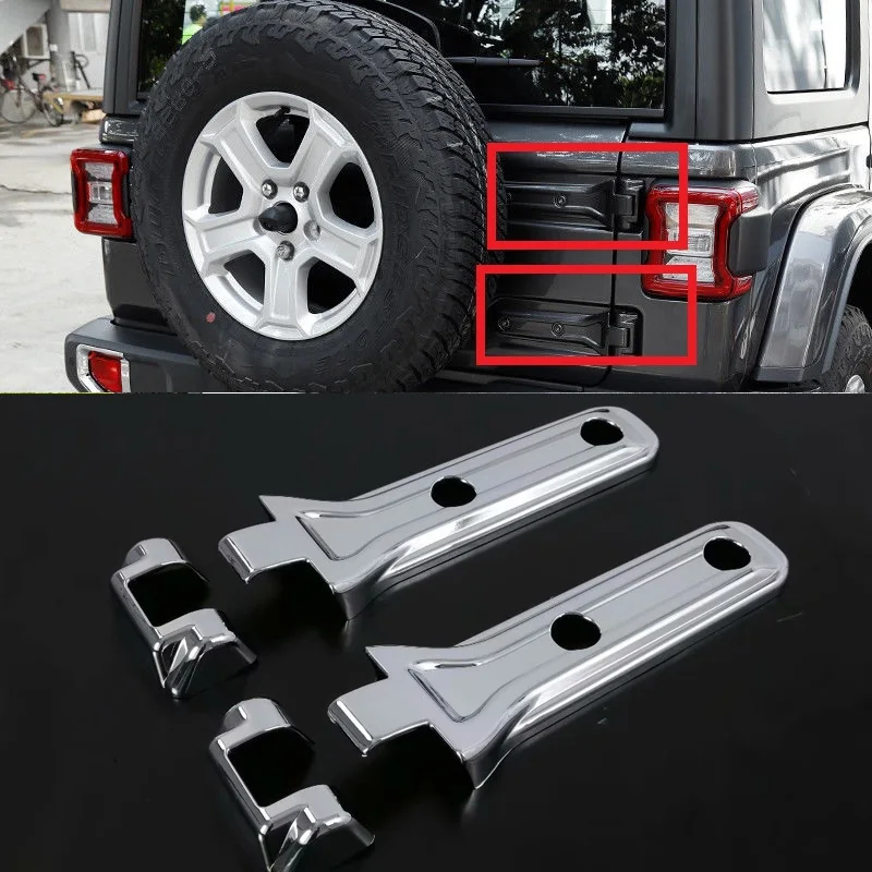 

New Arrival Chromed Car Rear Door Spare Tire Tailgate Hinge Cover Trims Exterior Accessories for Jeep Wrangler JL 2018 2019