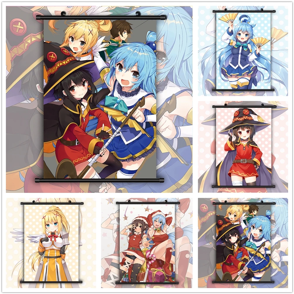 Canvas Painting Anime Posters KonoSuba Aqua Darkness Megumin Anime Manga HD Print Wall Art Picture Decoration Home Decor