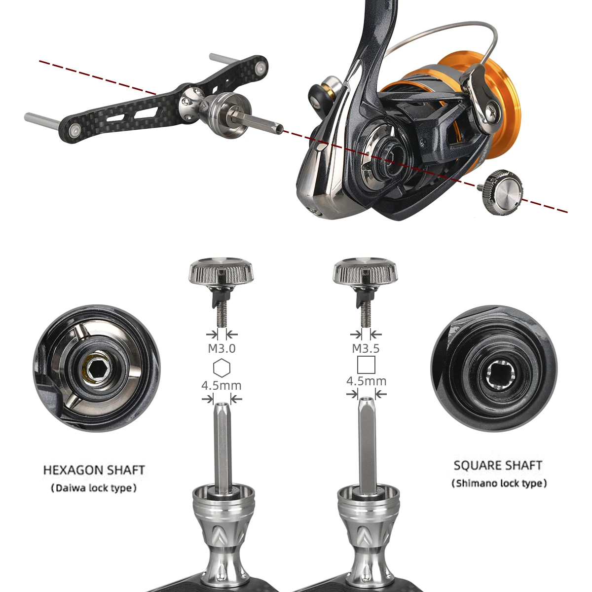 GOMEXUS Non-power Spinning Reel Handle For Daiwa Revros Ninja LT Shimano Nasci Sedona Sahara Double Handle LCDH