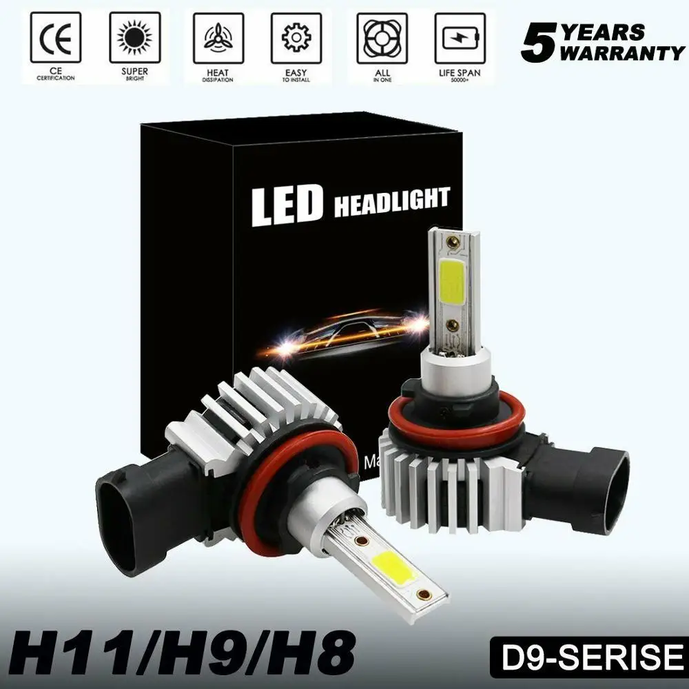 2pcs/Set Mini H7 Auto Headlight Lamp led 9005 9006 H1 H4 H11 Imported COB Chip 72W 12000LM White High Power Car Lamp LED faro