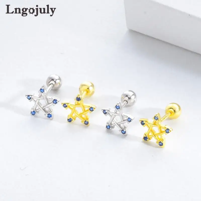 High Quality 925 Sterling Silver Wisps Stars Stud Earring For Women Girlfriend Children Screw Earrings Anniversary Fine Jewelry