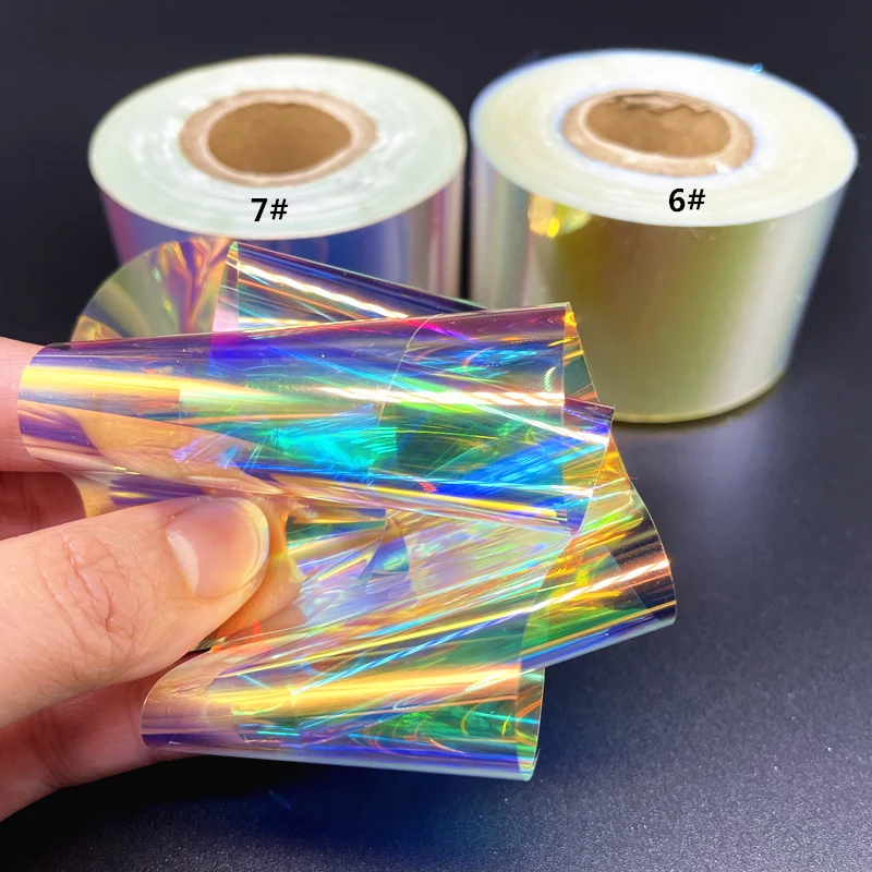 4cm*100m Aurora Cellophane Nails Glass Paper Rainbow Foils Nail Trend Design Ice Cube Korean Manicure DIY Nails Decoration