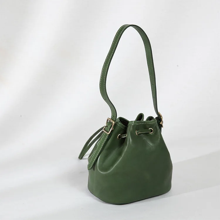 2020 Genuine leather handmade small bucket bag crossbody bags high quality