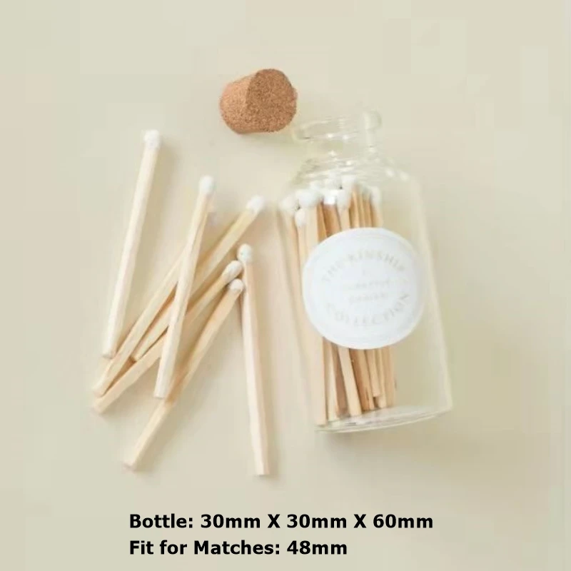 Small Matches Jars Height 60mm with Cork Lid Candlelight Glass Container for Matchstick 48mm Gift Bottle Candle Accessories