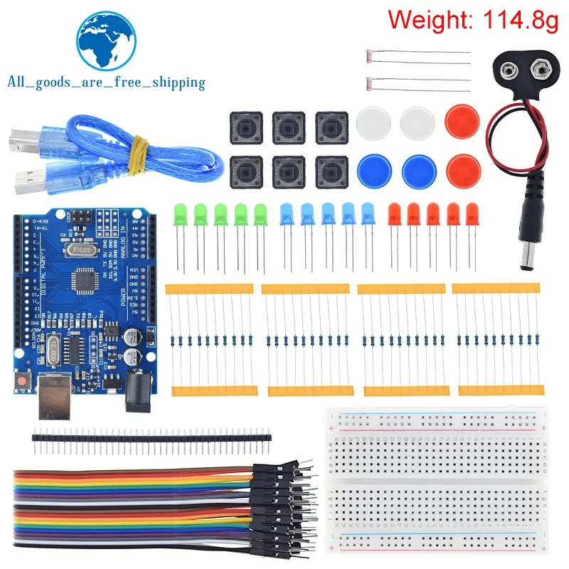 DIYTZT Starter Kit For UNO R3 Mini Breadboard LED Jumper Wire Button For Arduino Diy Kit School Education Lab