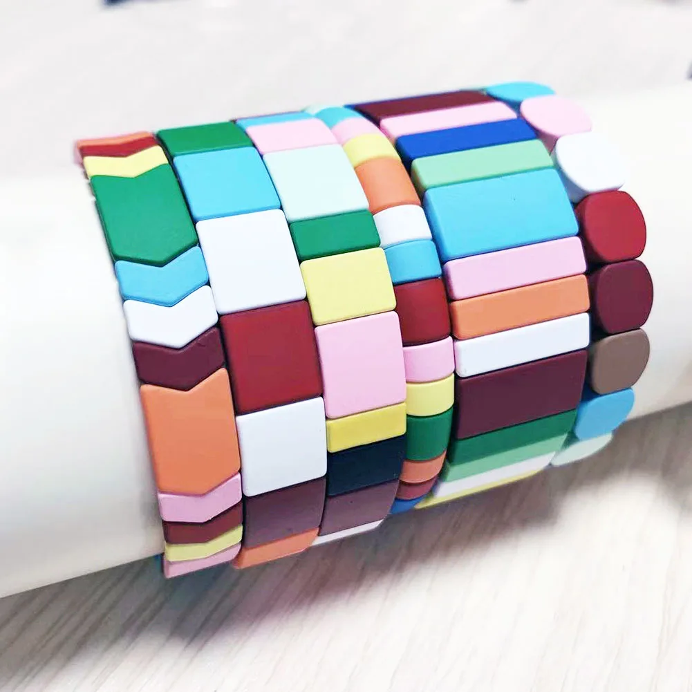 Boho Enamel Tile Bracelet Girl Colorful Jewelry Rainbow Pulsera Jewellery Wholesale Block Bracelets For Women