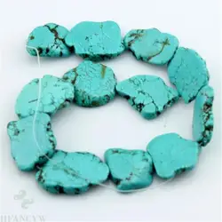 1pcs Natural Turquoise Flat Slab Loose bead 15.5inch Top Charm DIY Craft Handmade Opaque Wholesale Stone Colorful Hole