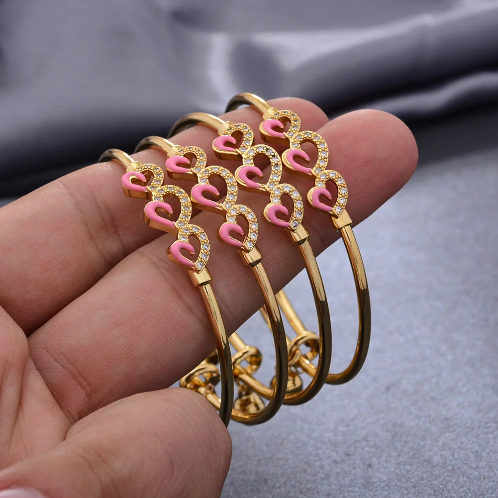 Baby Bangls 4Pcs/lot Africa Gold Color Bangles For Baby Child Heart Bracelet Middle East Items Born lucky jewelry Super Friday