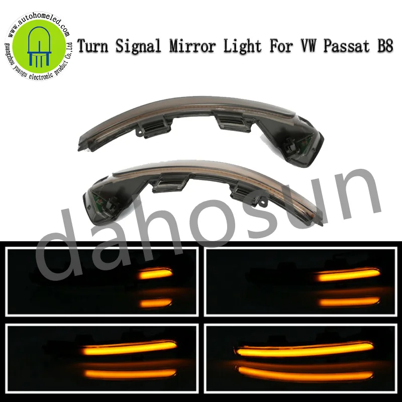 2x Auto Car Led Turn Signal Blinker Side View Wing Rearview Mirror Indicator Light Lamp Replacement For VW Passat B8 2015-17