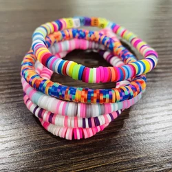 Cuentas de arcilla polimérica para hacer pulseras, abalorios coloridos hechos a mano con disco de 4 y 6mm, para manualidades, DIY