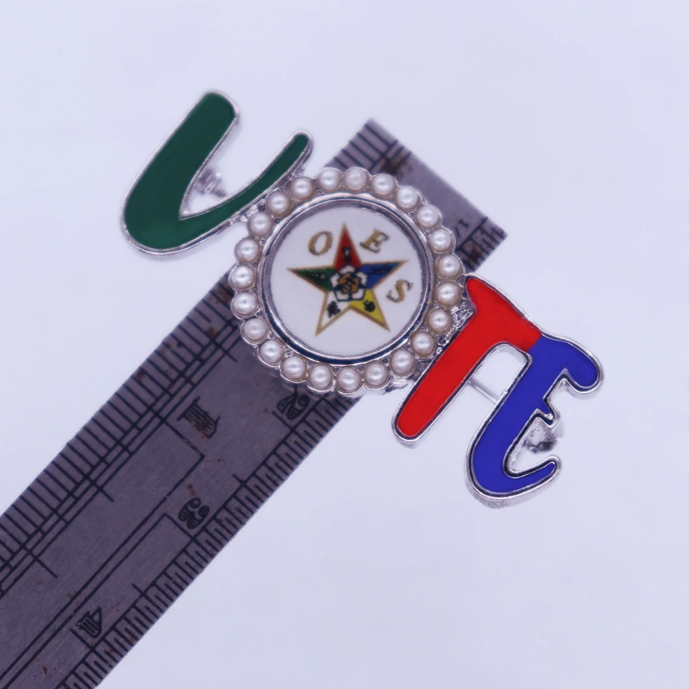 ملصقات حسب الطلب سبيكة معدنية موضة المينا لون اللؤلؤ التصويت آس بروش ترتيب عيد الفصح ستار دبوس مجوهرات #4