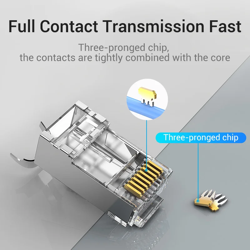 Коннектор Vention RJ45, модульный Ethernet-кабель Cat7 RJ45, штекер с позолоченным покрытием Cat6, обжимной сетевой RJ45, обжимной соединитель Cat7