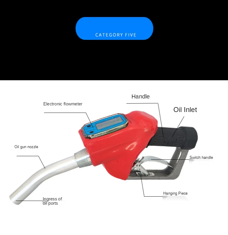 

Doersupp Digital Flow Meter Indicator Fuel Gasoline Petrol Oil Refueling-Gun Nozzle Aluminum Gas Station Refuel Injection Tools