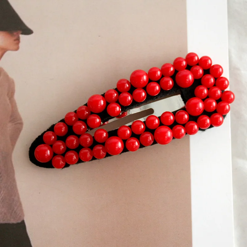 New Disc pearl  hairpin female temperament Liu seaside clip Korean hairpin adult simple Word folder clip hair accessories