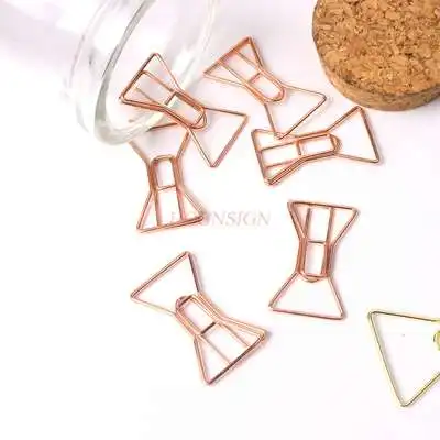 10pcs Rose Gold Bow Paper Clip Hand Account Clip Rose Gold Hand Account Bookmark Pin Color Plating