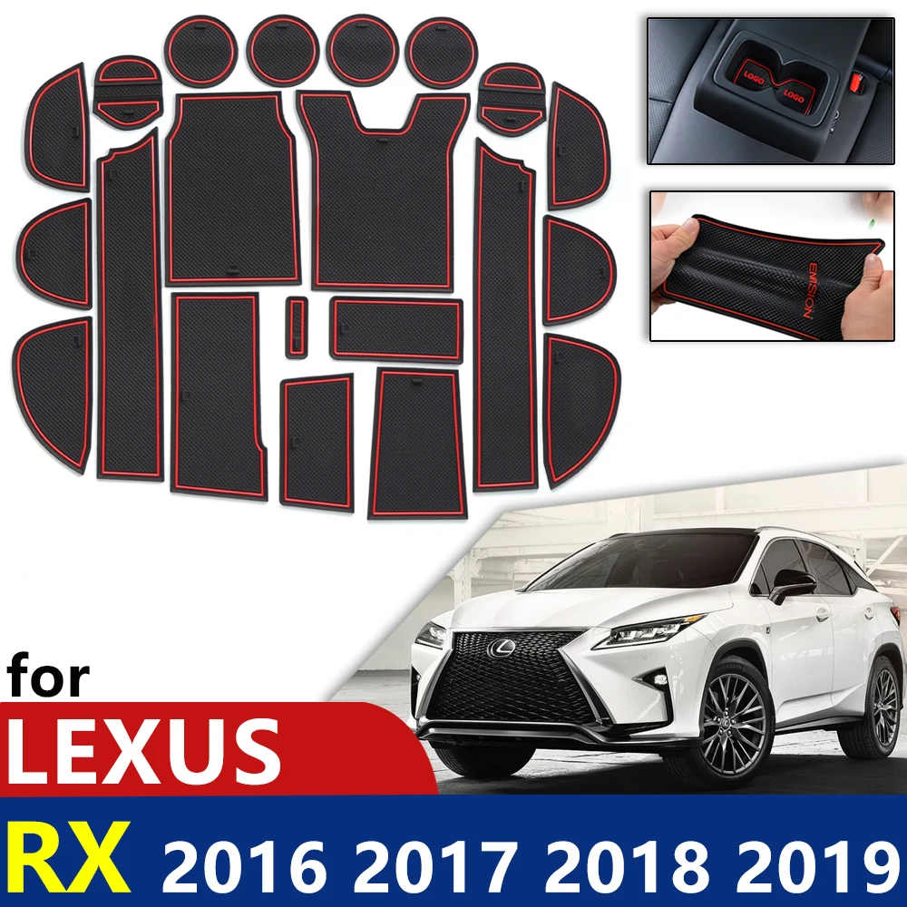 Anti-Slip Rubber Cup Cushion Door Groove Mat for Lexus RX 300 200t 450h RX200t RX300 RX450h 2016~2019 Accessories mat for phone